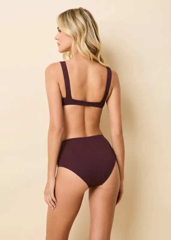 Lilo Bikini Bottom Cable Jacquard Raisin Brown sold by SOLID & STRIPED