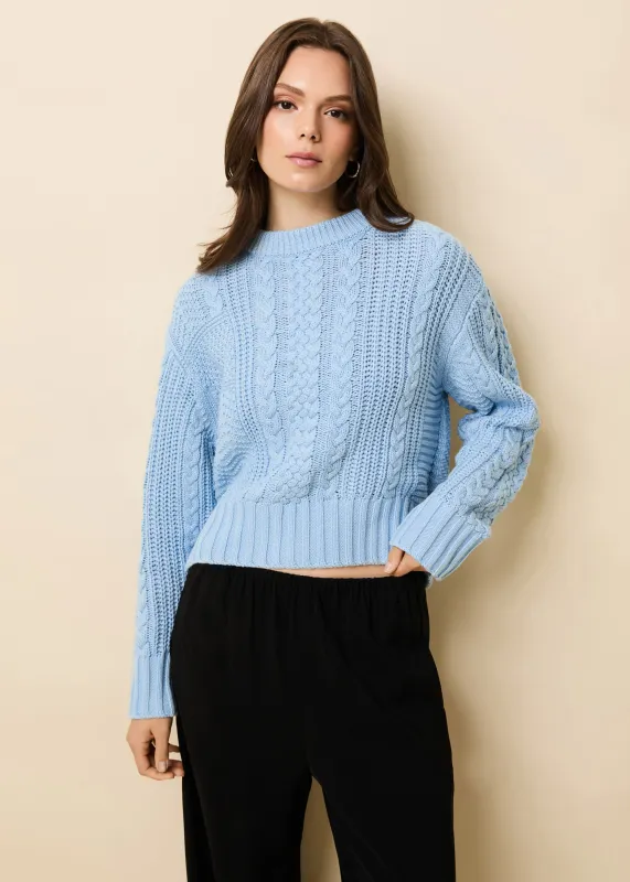 Cora Sweater Open Water sold by SOLID & STRIPED