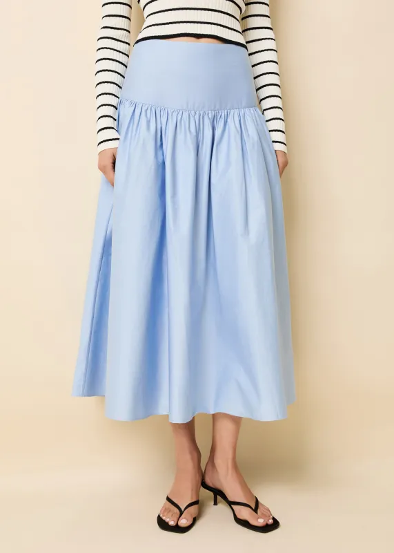Magnolia Skirt Poplin Open Water sold by SOLID & STRIPED