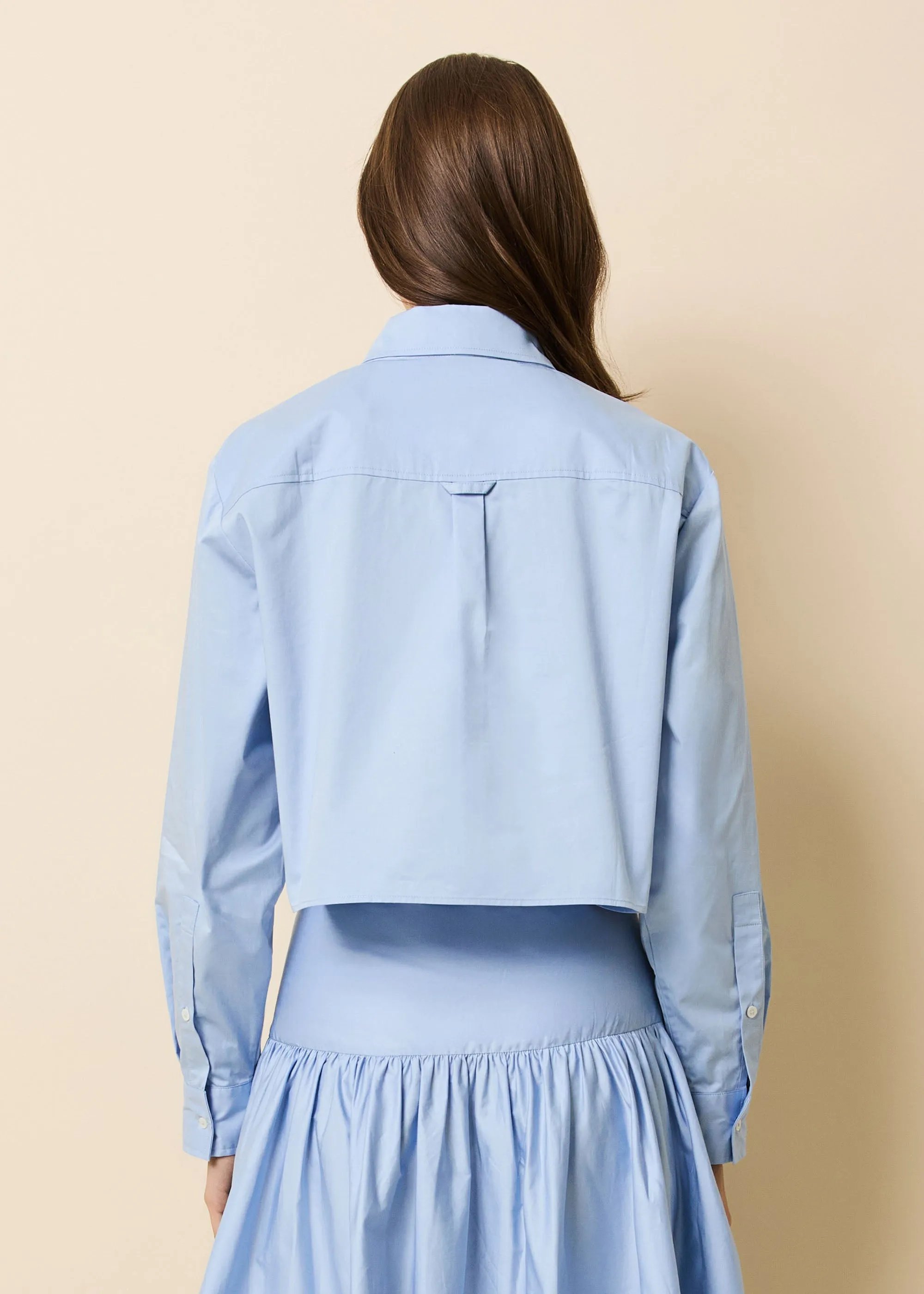 Cropped Avril Top Poplin Open Water sold by SOLID & STRIPED product image thumbnail 3