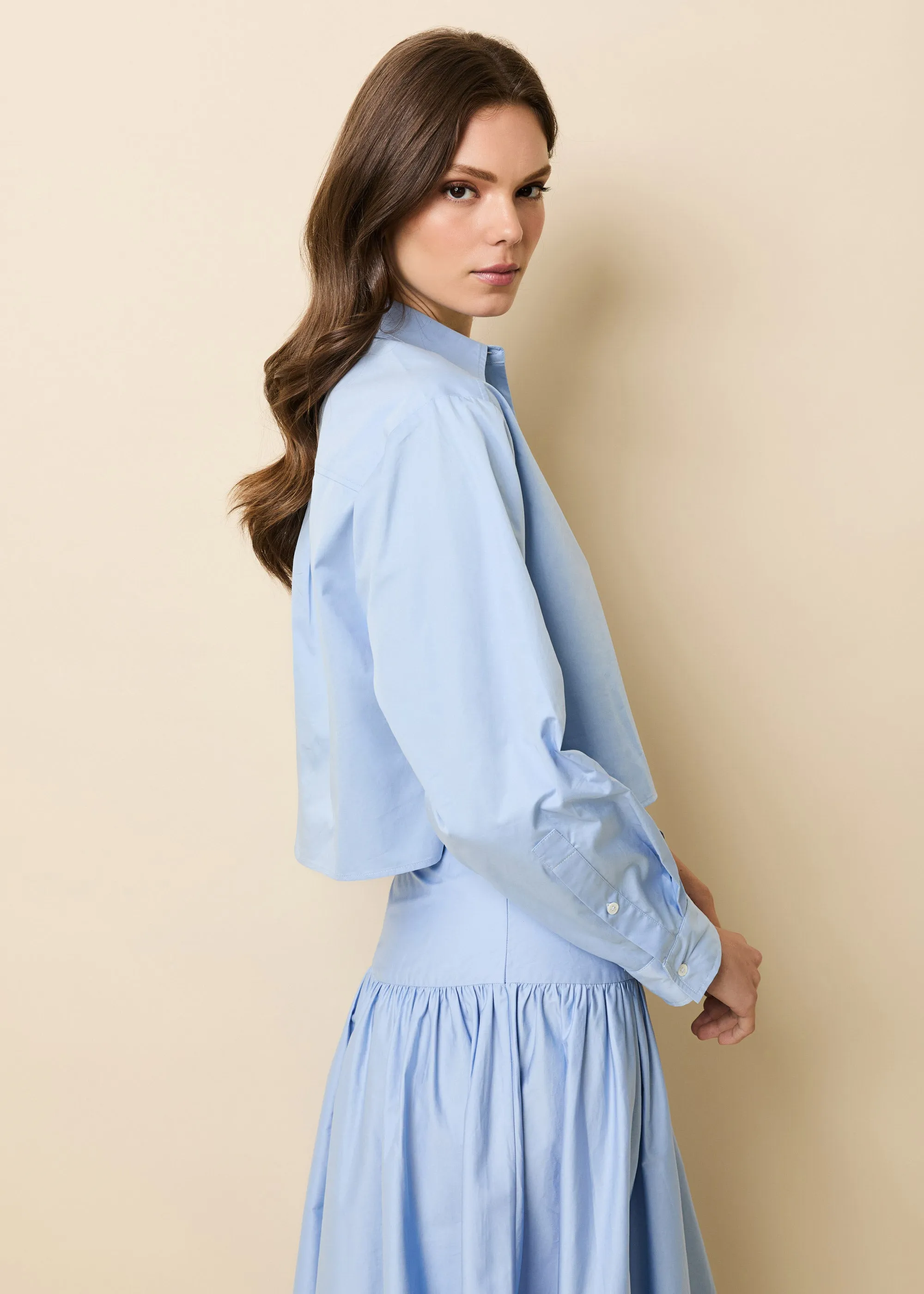 Cropped Avril Top Poplin Open Water sold by SOLID & STRIPED product image thumbnail 4