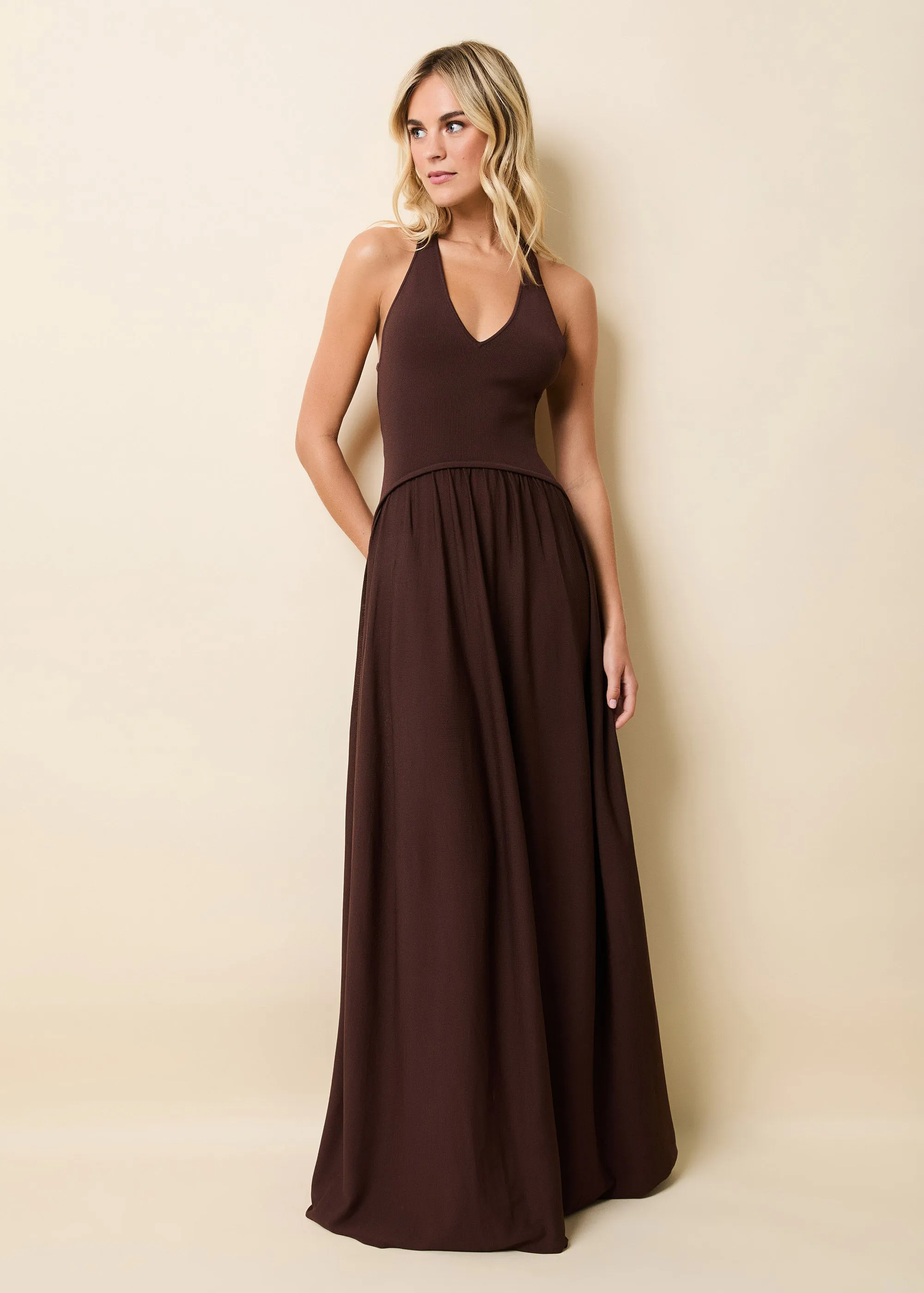 Maggie Dress Raisin Brown sold by SOLID & STRIPED