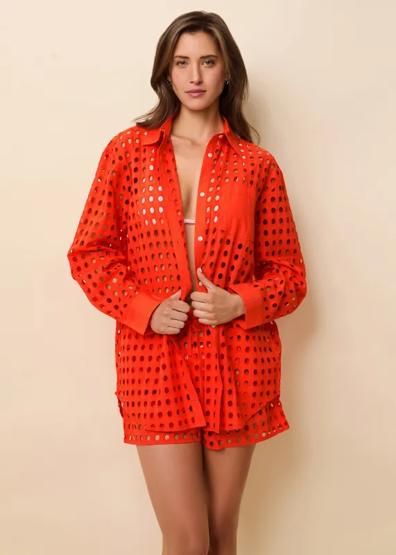 Oxford Tunic Classic Eyelet Lava sold by SOLID & STRIPED