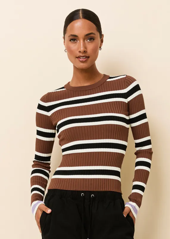 Dora Ribbed Knit Top Coconut / Noir Stripe made by SOLID & STRIPED