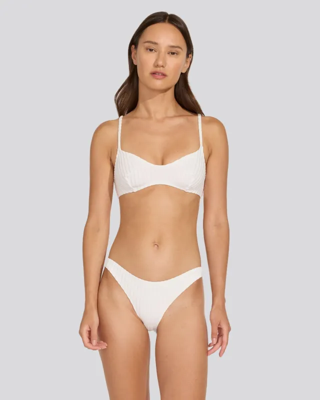 The Rachel Ribbed Bikini Top sold by SOLID & STRIPED