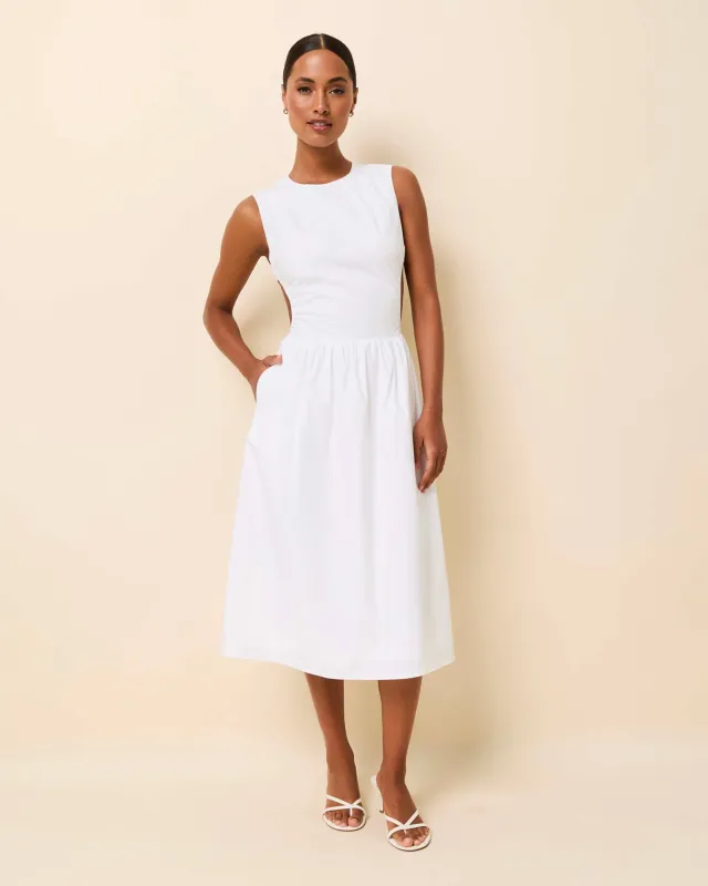 Sabine Midi Dress Optic White sold by SOLID & STRIPED