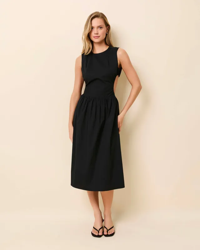 Sabine Midi Dress Noir sold by SOLID & STRIPED
