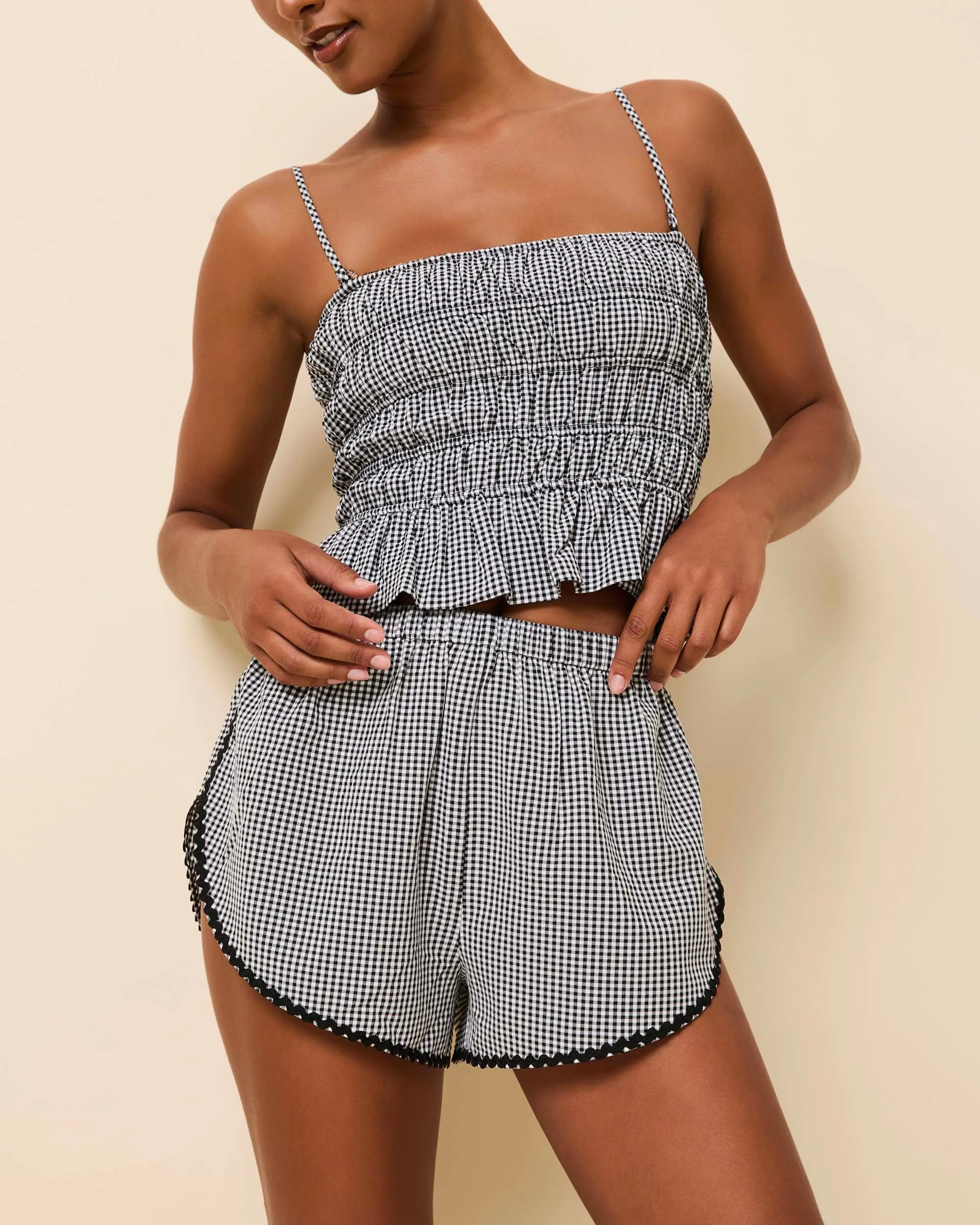 Delilah Convertible Top Seersucker Noir Gingham sold by SOLID & STRIPED product image thumbnail 2