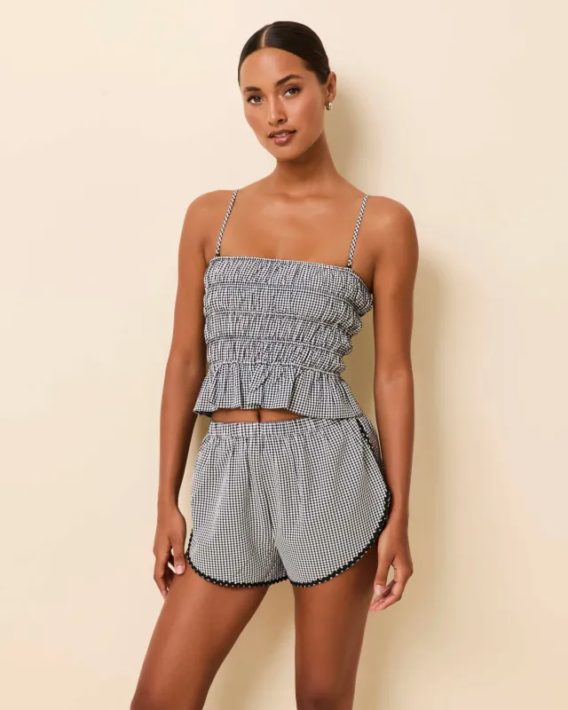 Delilah Convertible Top Seersucker Noir Gingham made by SOLID & STRIPED