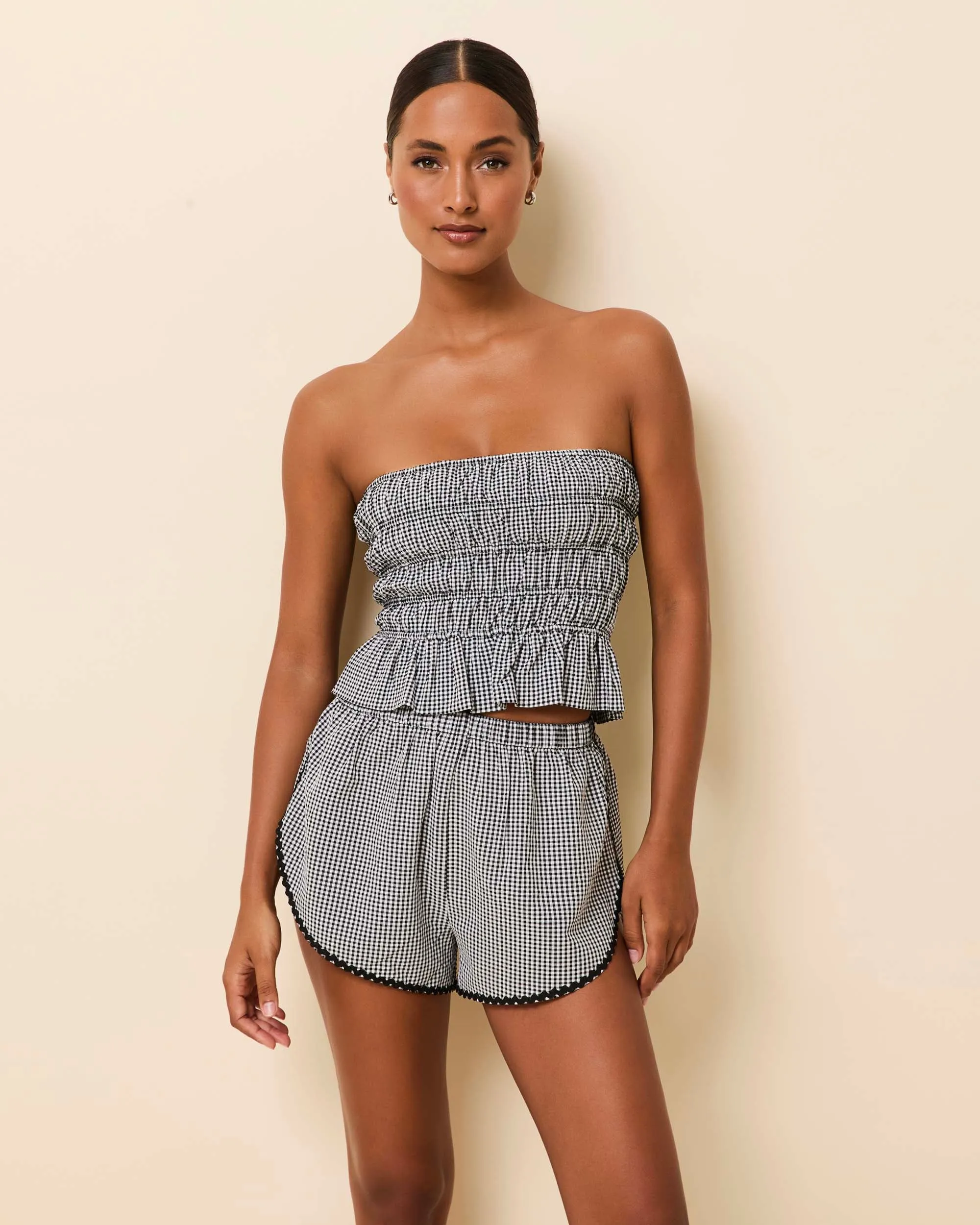 Delilah Convertible Top Seersucker Noir Gingham sold by SOLID & STRIPED product image thumbnail 5