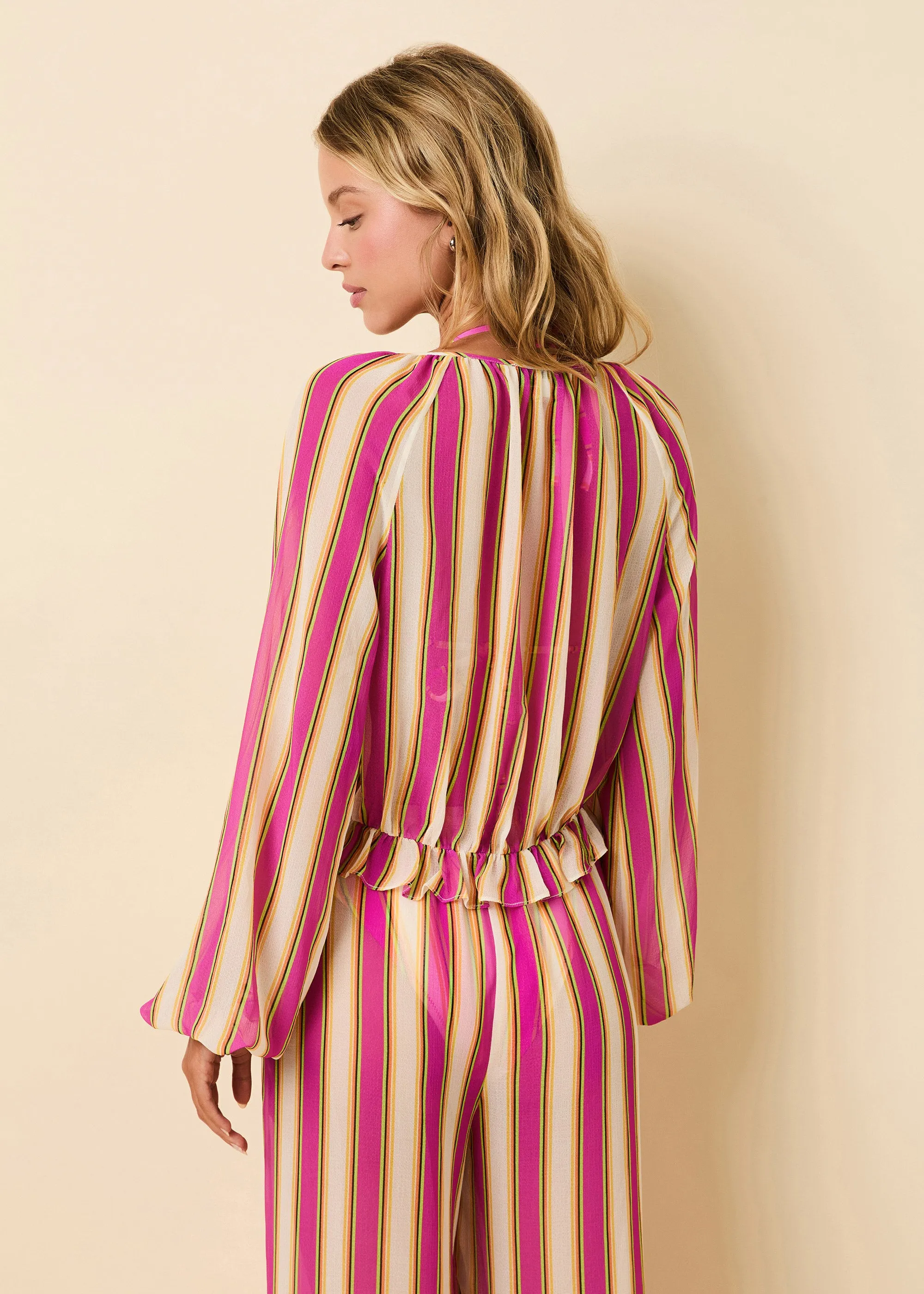 Seraphina Top Crinkle Sheer South Beach Stripe sold by SOLID & STRIPED product image thumbnail 3