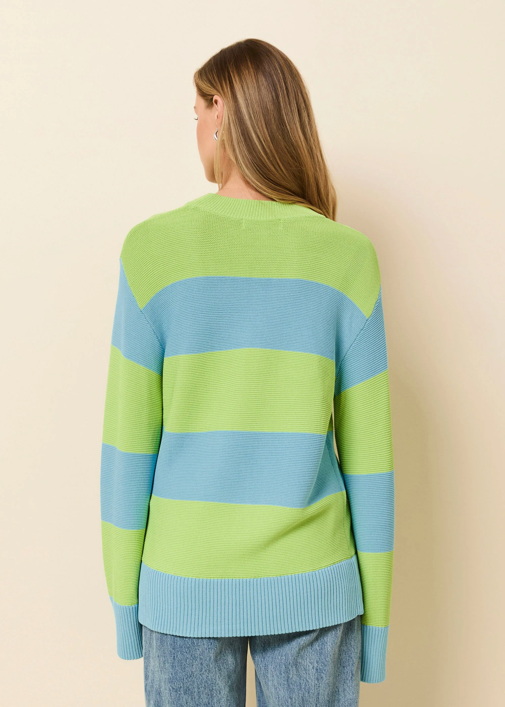 Tate Sweater Rugby Stripe Ocean Mist / Sour Apple sold by SOLID & STRIPED product image thumbnail 4