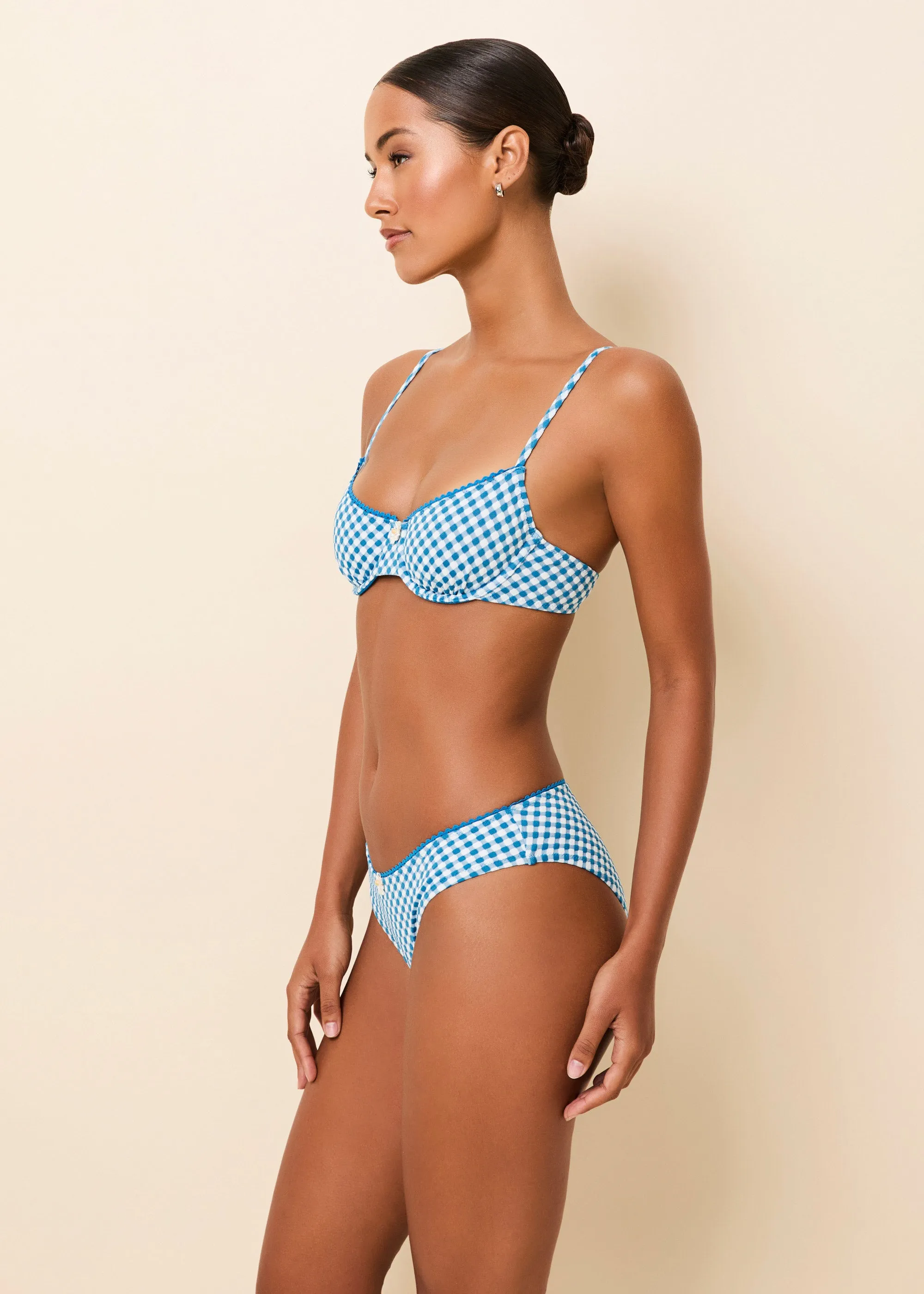 Daphne Bikini Bottom Cosmic Blue Gingham sold by SOLID & STRIPED product image thumbnail 3