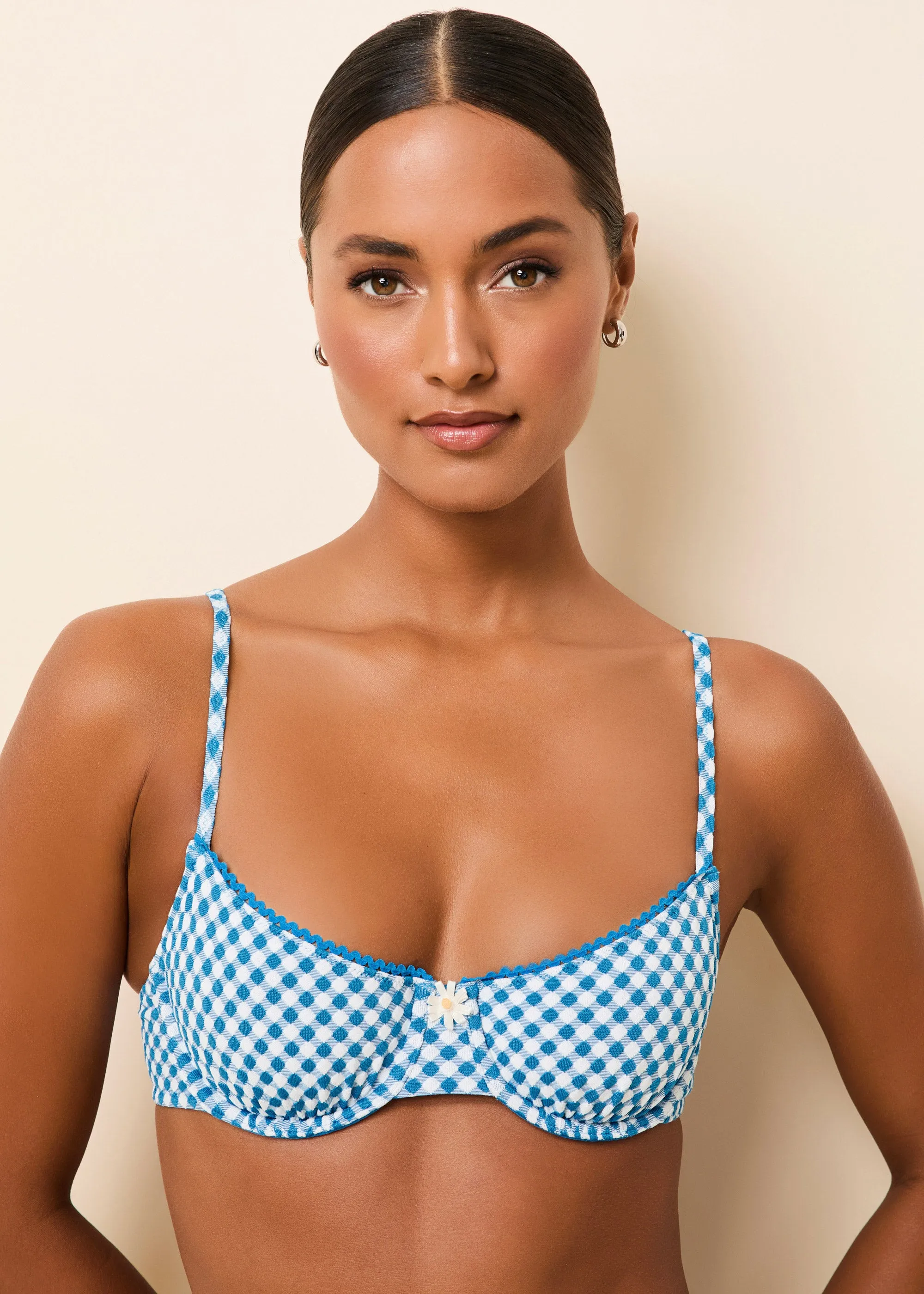 Daphne Bikini Top Cosmic Blue Gingham sold by SOLID & STRIPED product image thumbnail 4