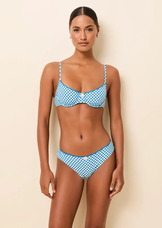Daphne Bikini Top Cosmic Blue Gingham sold by SOLID & STRIPED