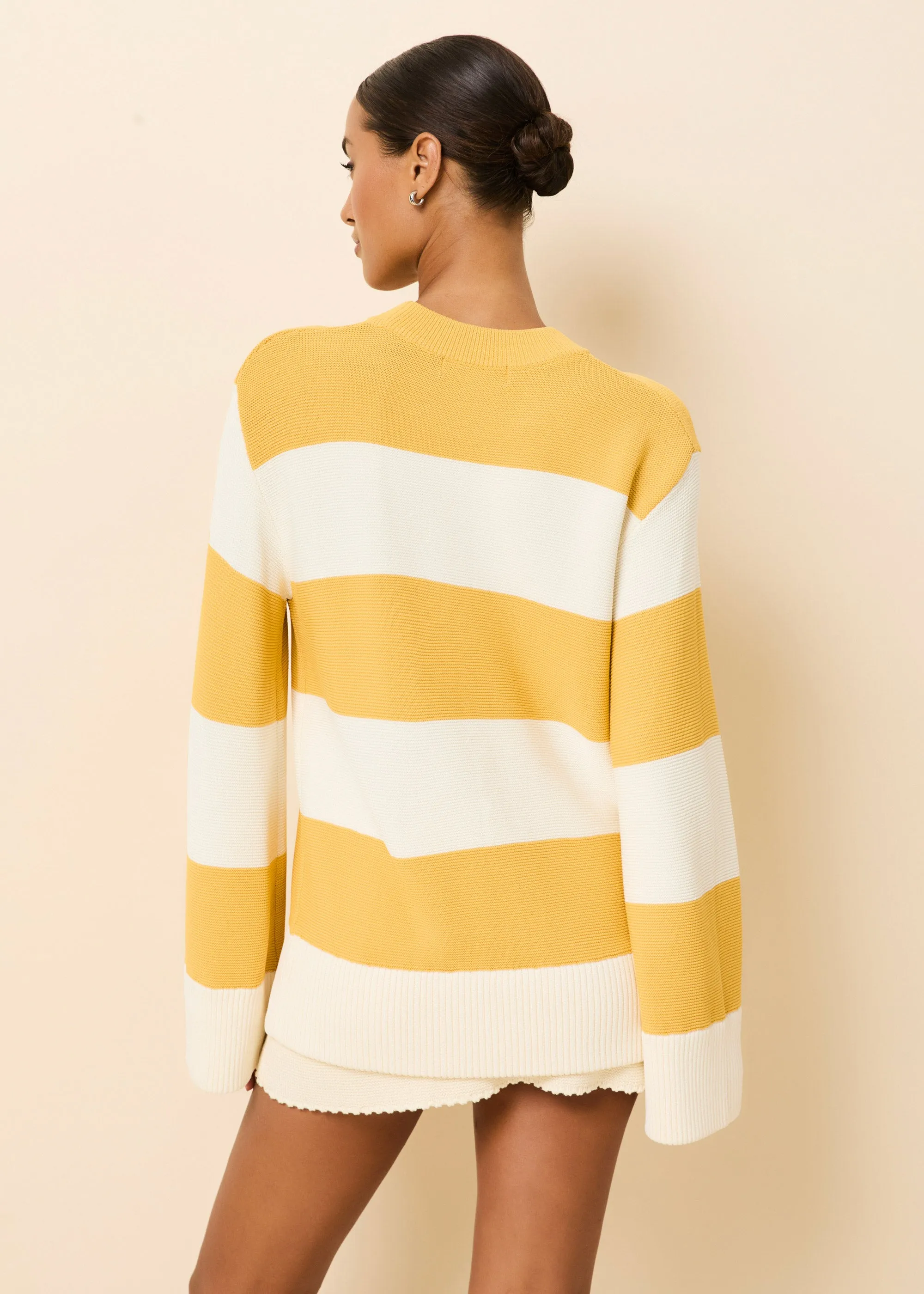 Tate Sweater Rugby Stripe Lemon / Brule sold by SOLID & STRIPED product image thumbnail 3