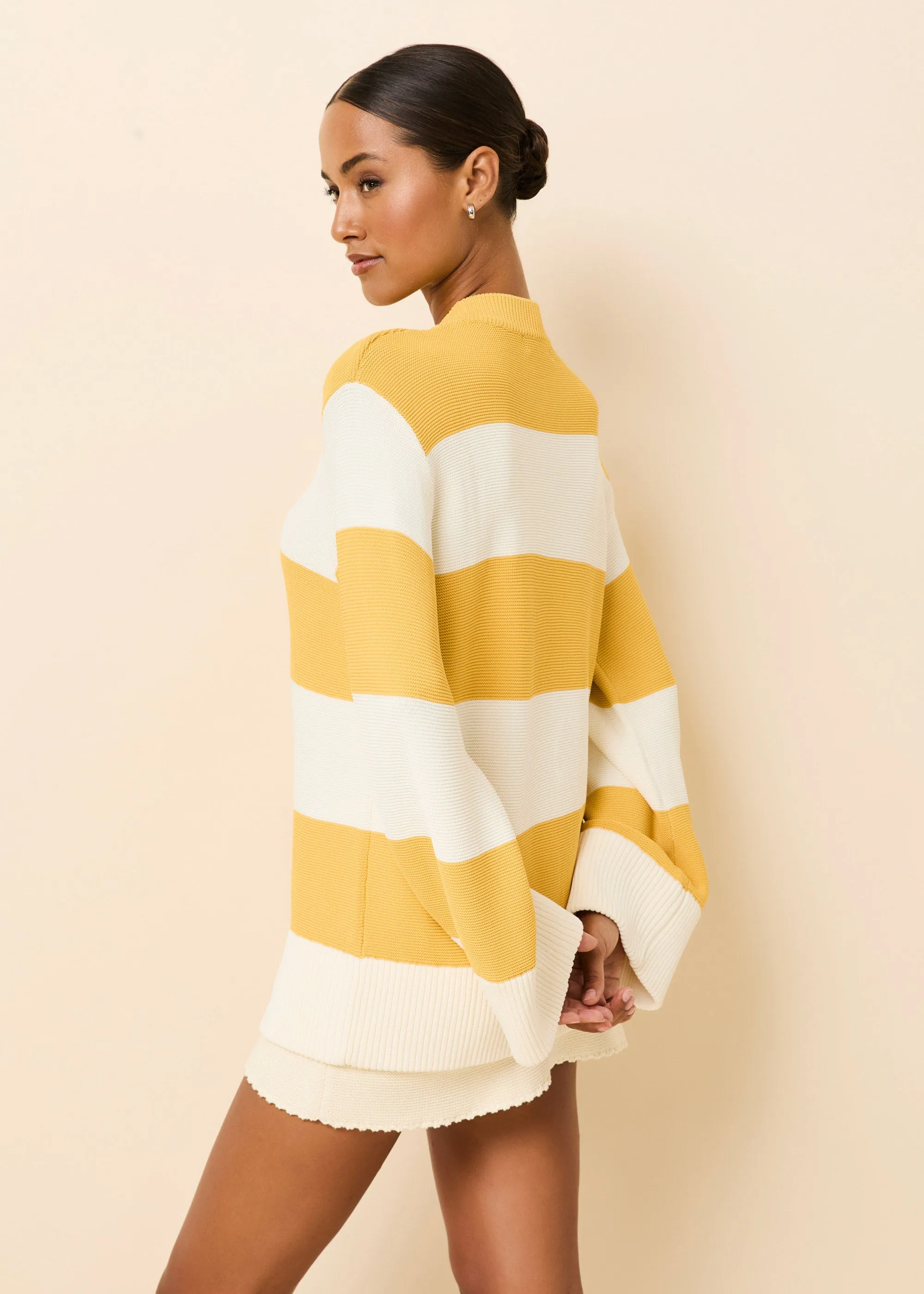 Tate Sweater Rugby Stripe Lemon / Brule sold by SOLID & STRIPED product image thumbnail 2