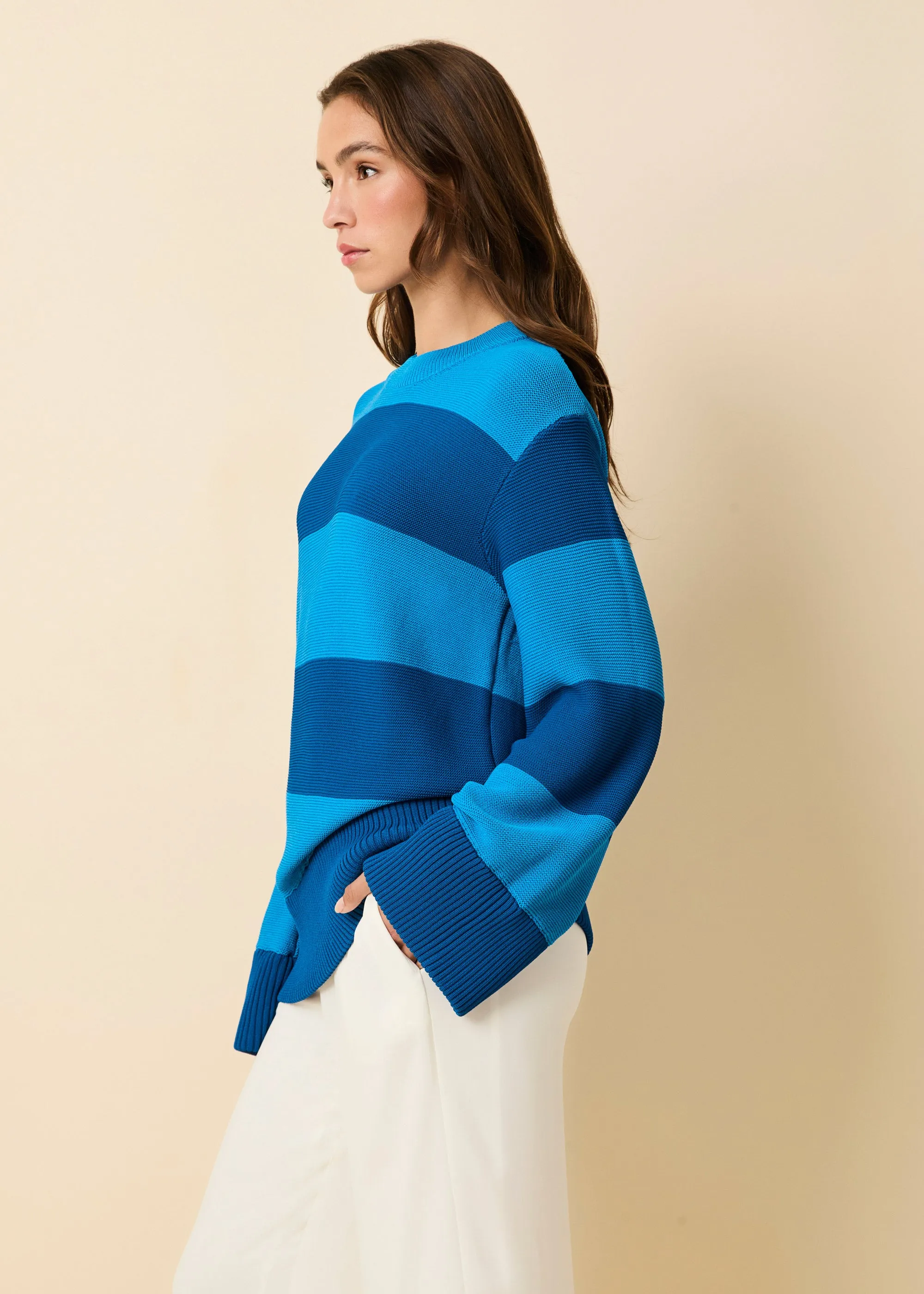 Tate Sweater Rugby Stripe Cosmic Blue sold by SOLID & STRIPED product image thumbnail 2