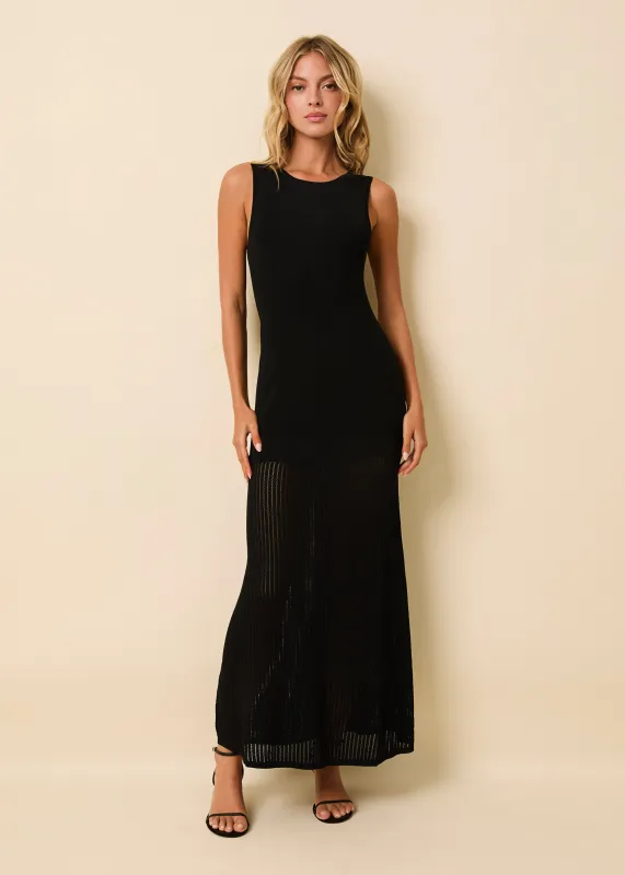 Lucerne Pointelle Dress Noir sold by SOLID & STRIPED