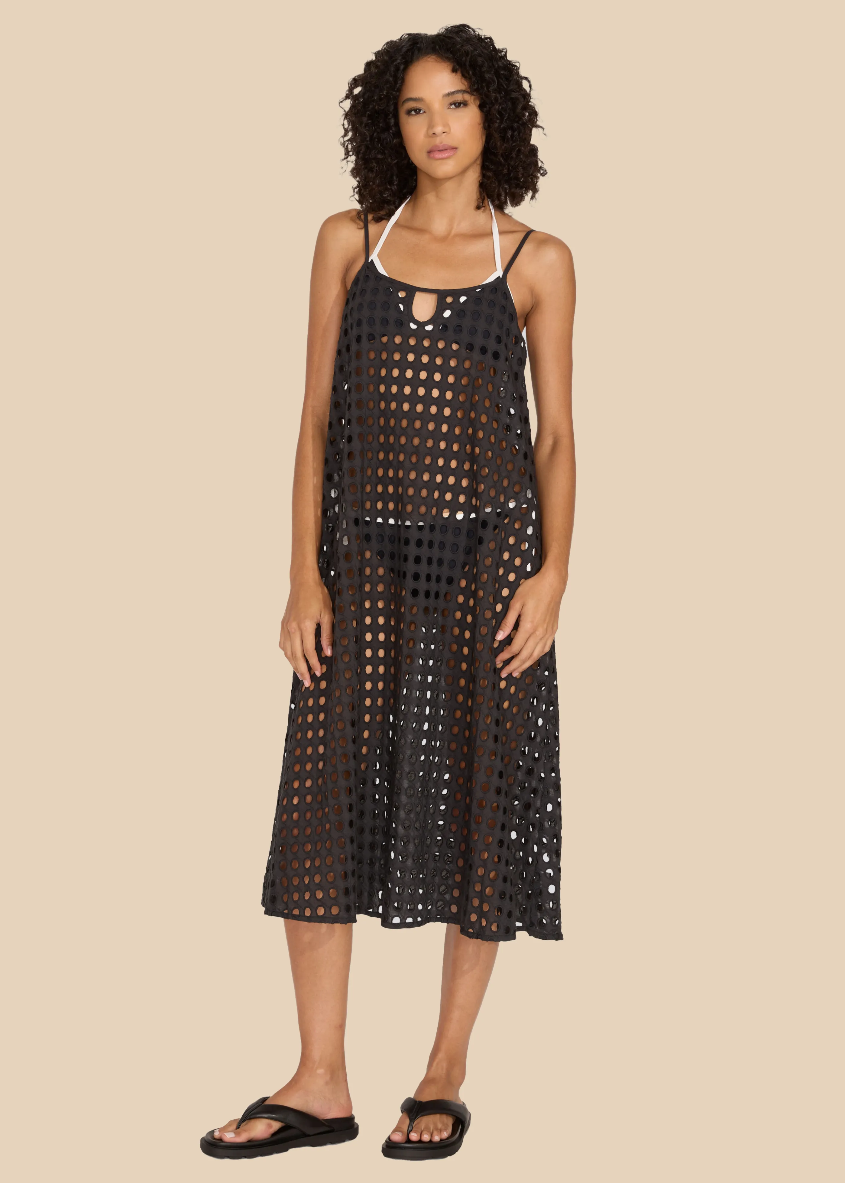 Annika Midi Dress Classic Eyelet Noir sold by SOLID & STRIPED