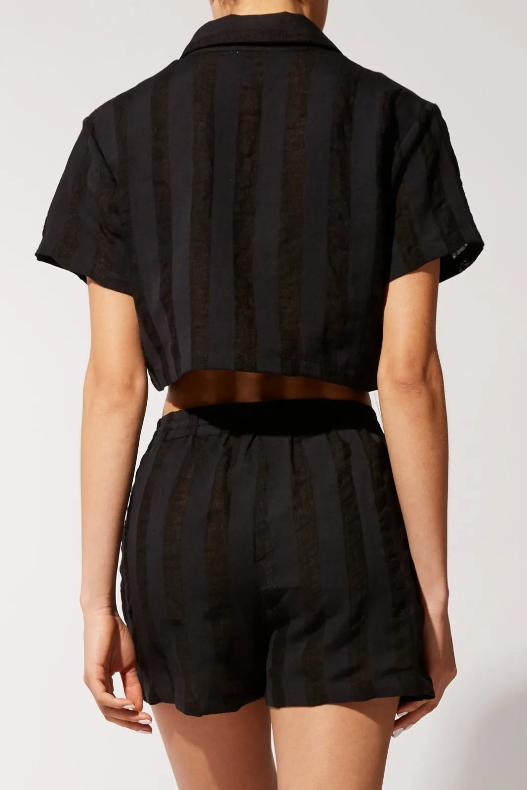The Cropped Cabana Shirt Blackout sold by SOLID & STRIPED product image thumbnail 2