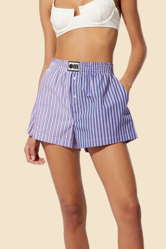 Lexy Boxer Short Mixed Blue Cherry Oxford Stripe made by SOLID & STRIPED