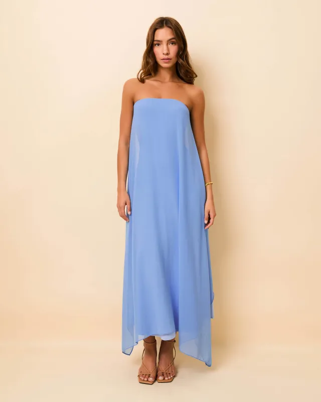 Indira Dress Blue Lagoon sold by SOLID & STRIPED