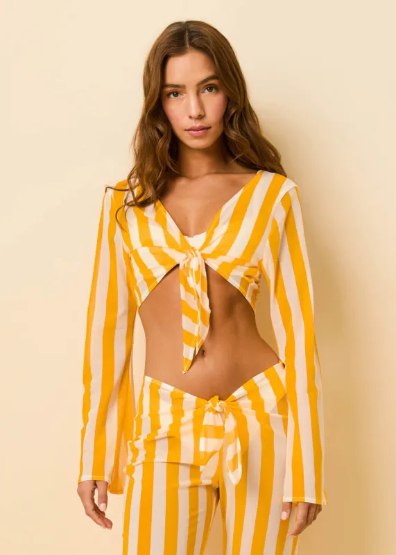Dolly Tie Top Mesh Pineapple / Brule Stripe sold by SOLID & STRIPED
