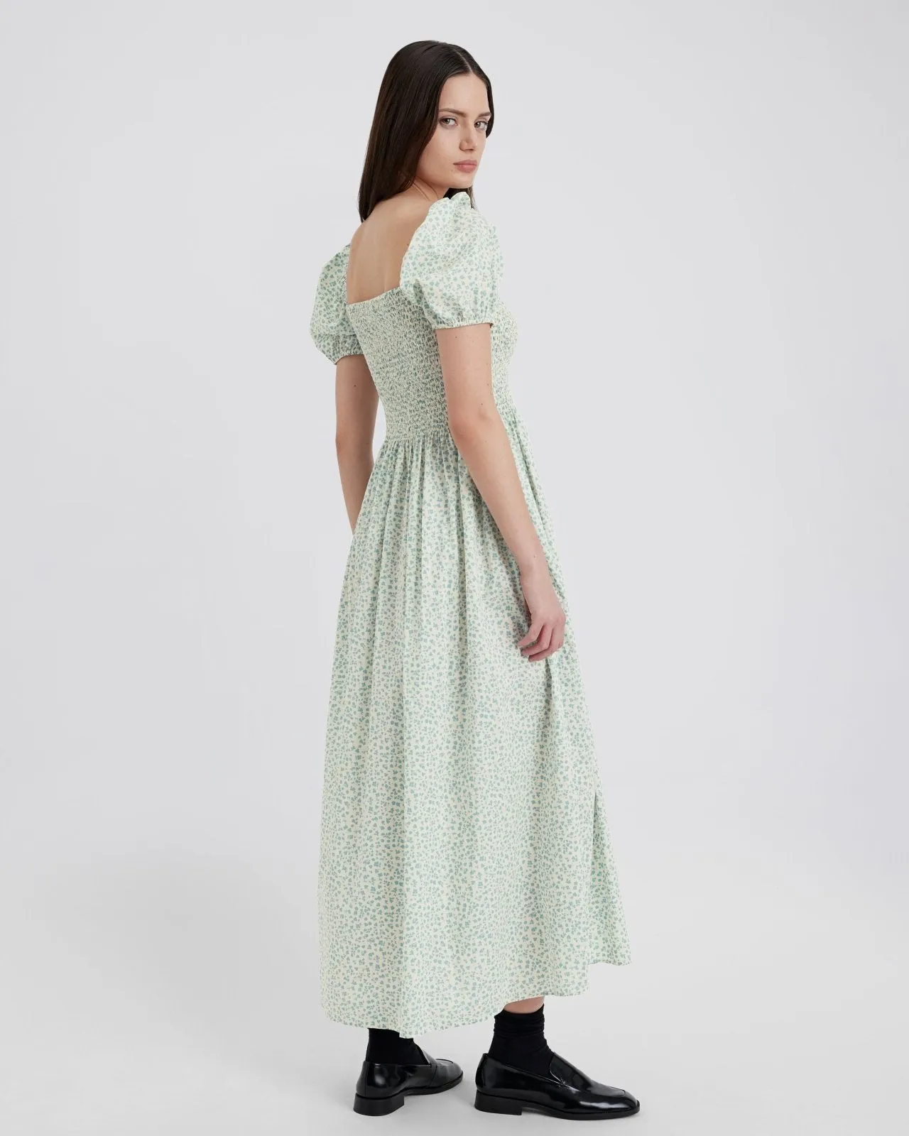 Corrina Dress Ditsy Floral Hazy Blue sold by SOLID & STRIPED product image thumbnail 3