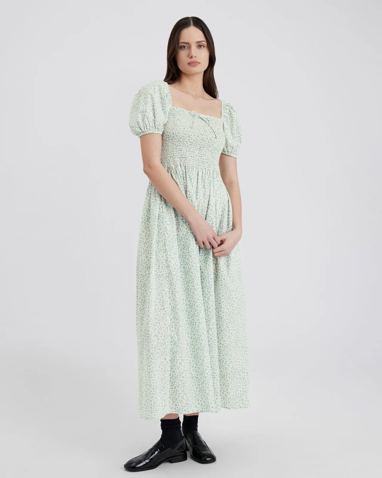 Corrina Dress Ditsy Floral Hazy Blue sold by SOLID & STRIPED