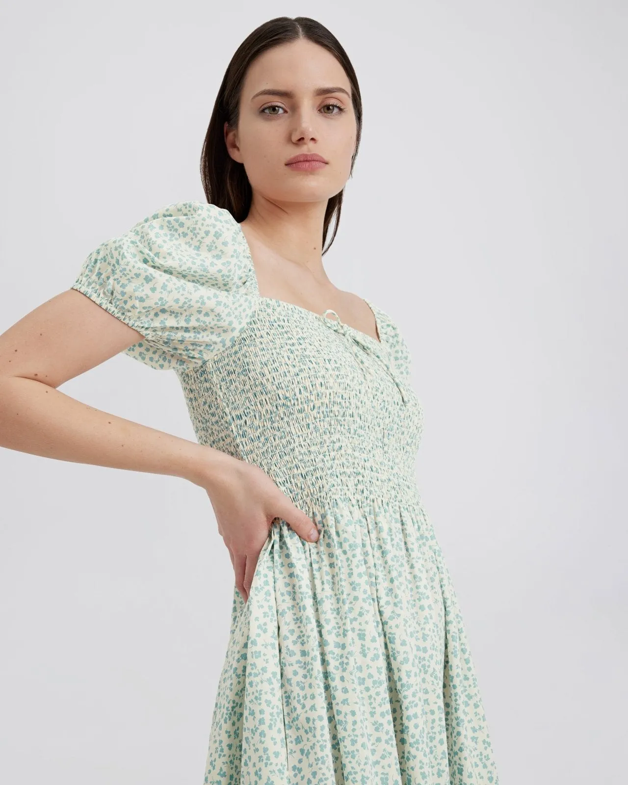 Corrina Dress Ditsy Floral Hazy Blue sold by SOLID & STRIPED product image thumbnail 4
