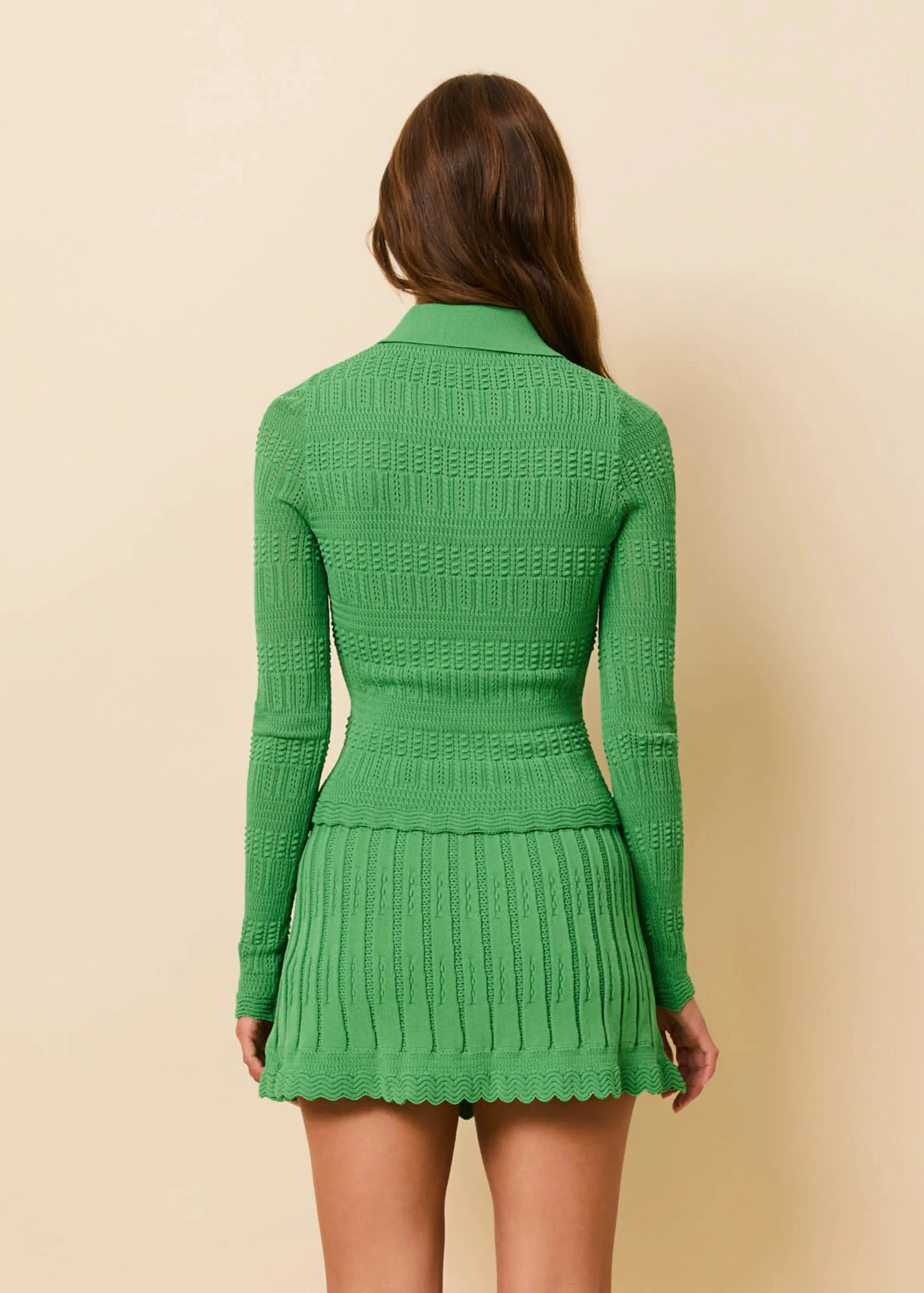 Orlena Mini Skirt Pointelle Lace Knit Turtle Green sold by SOLID & STRIPED product image thumbnail 3