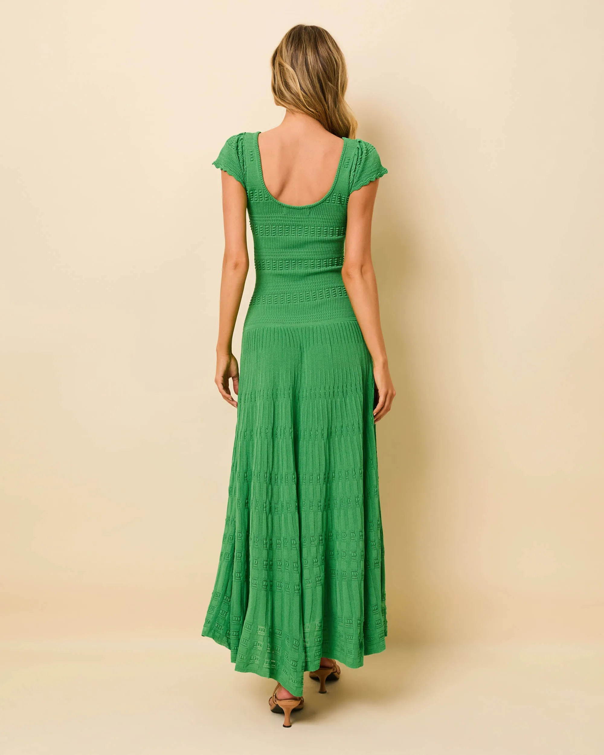 Belle Dress Pointelle Lace Knit Turtle Green sold by SOLID & STRIPED product image thumbnail 2