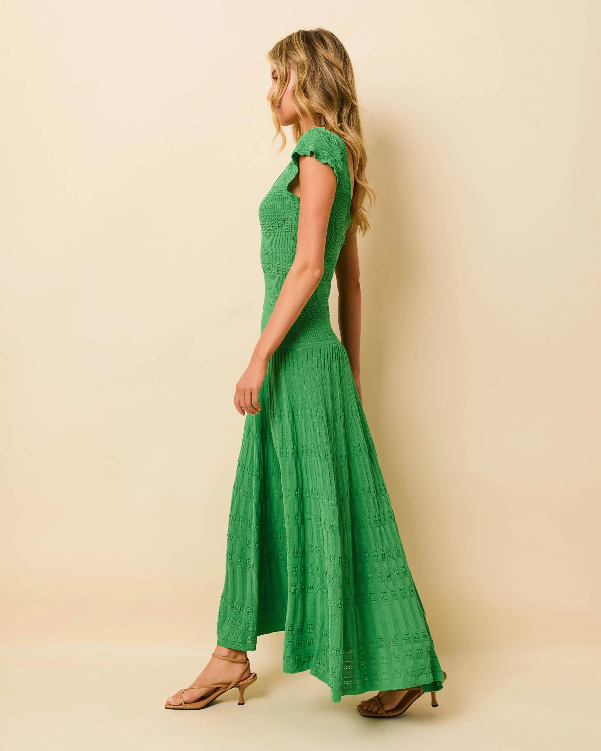 Belle Dress Pointelle Lace Knit Turtle Green sold by SOLID & STRIPED product image thumbnail 3