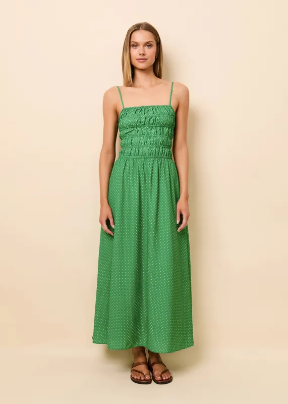 Delta Midi Dress Luxe Drape Turtle Green / Blue Lagoon Mini Dot made by SOLID & STRIPED