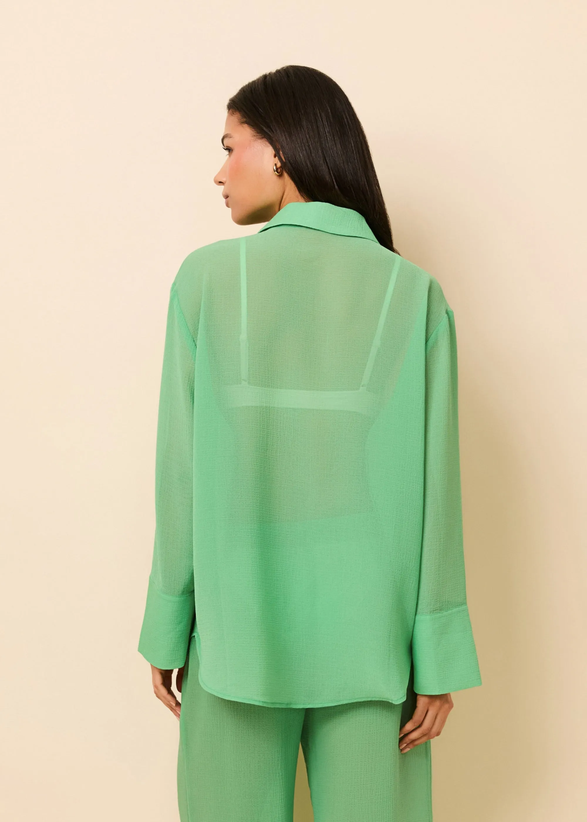 Jaclyn Tunic Crinkle Sheer Turtle Green sold by SOLID & STRIPED product image thumbnail 2