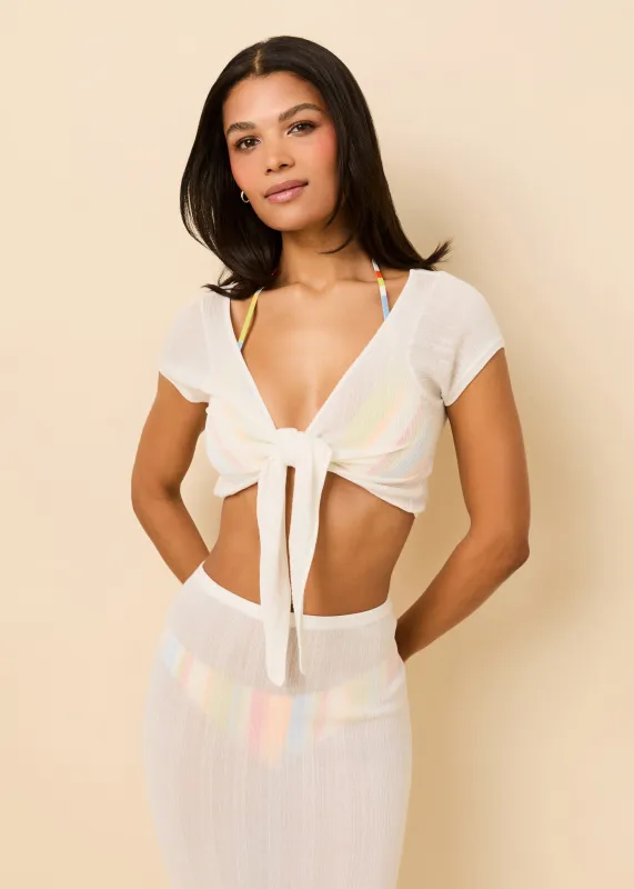 Rianne Tie Top Paper Knit Optic White made by SOLID & STRIPED