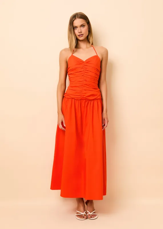 Adina Dress Poplin Habanero made by SOLID & STRIPED