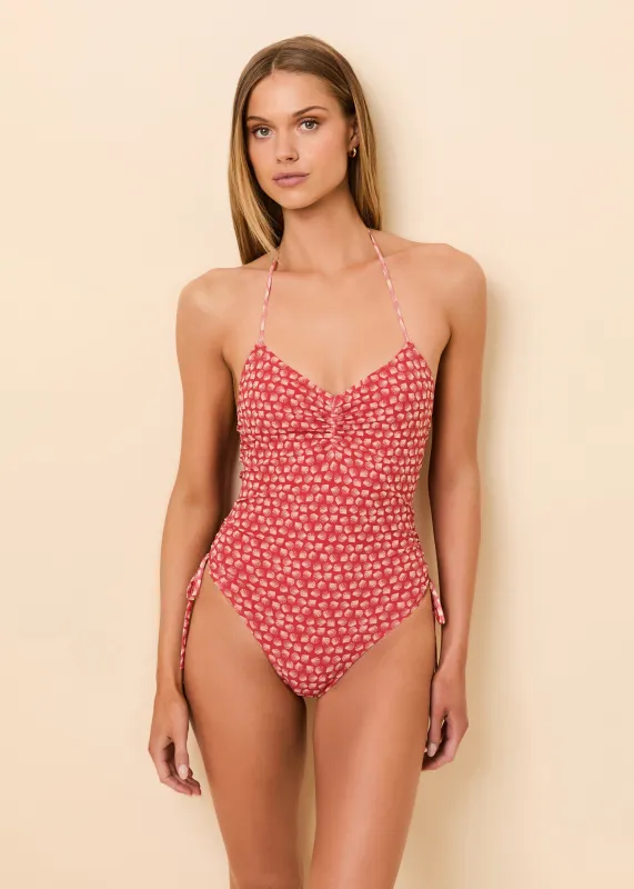 Adina One Piece Mesh Rooftop Red Shell Print made by SOLID & STRIPED