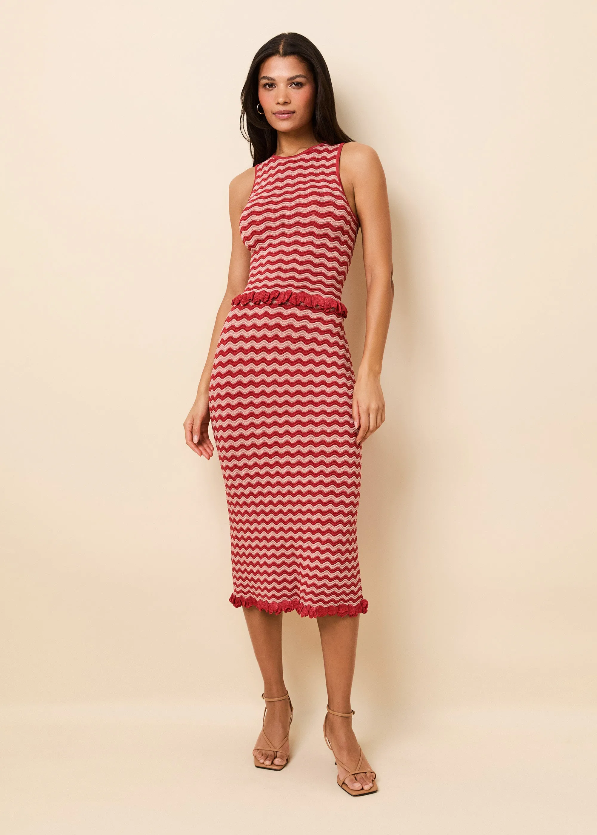 Diana Skirt Wavy Rib Rooftop Red / Sandbar Stripe sold by SOLID & STRIPED product image thumbnail 4