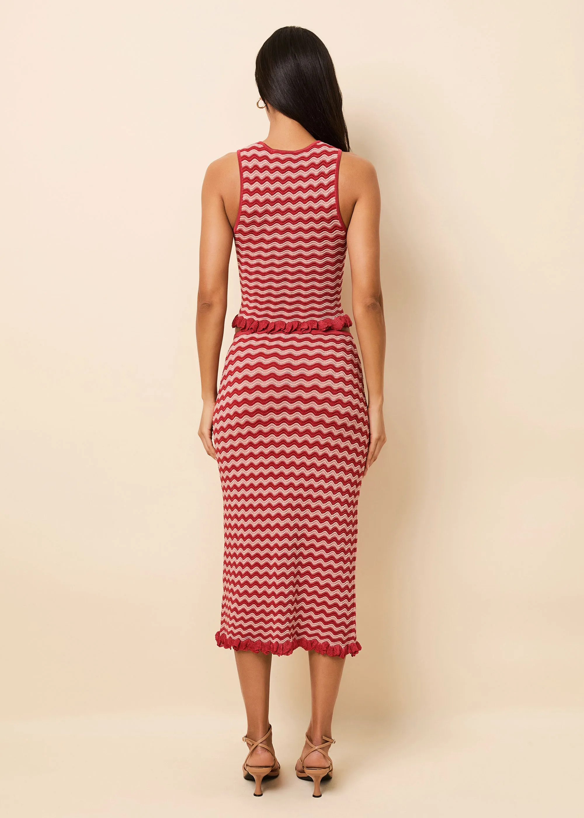 Diana Skirt Wavy Rib Rooftop Red / Sandbar Stripe sold by SOLID & STRIPED product image thumbnail 3