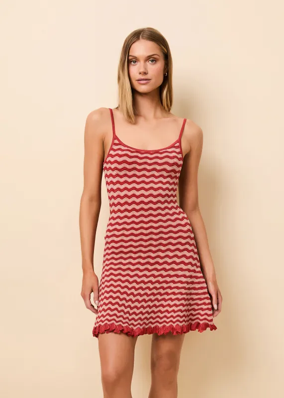 Talia Mini Dress Wavy Rib Rooftop Red / Sandbar Stripe made by SOLID & STRIPED