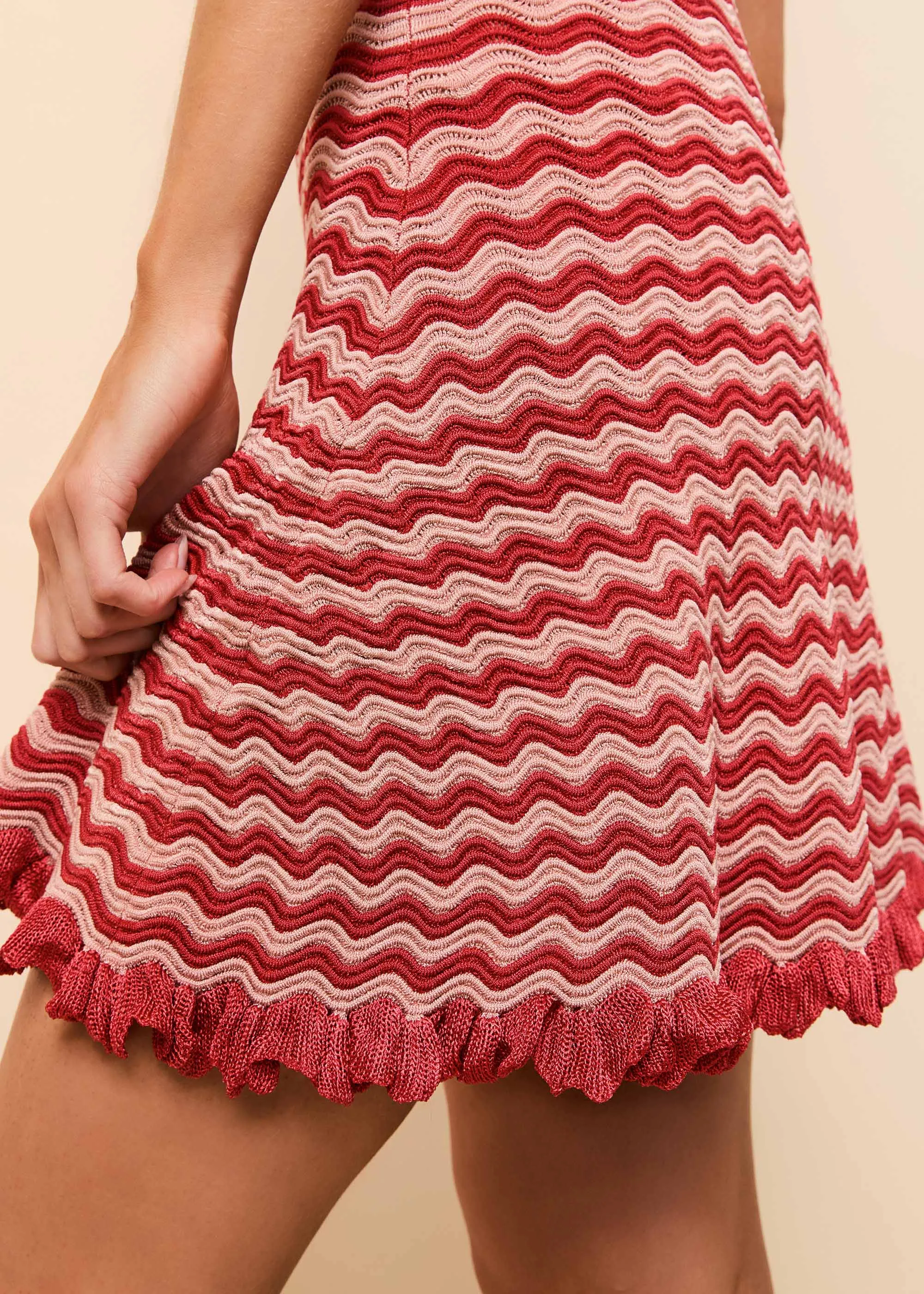 Talia Mini Dress Wavy Rib Rooftop Red / Sandbar Stripe sold by SOLID & STRIPED product image thumbnail 2