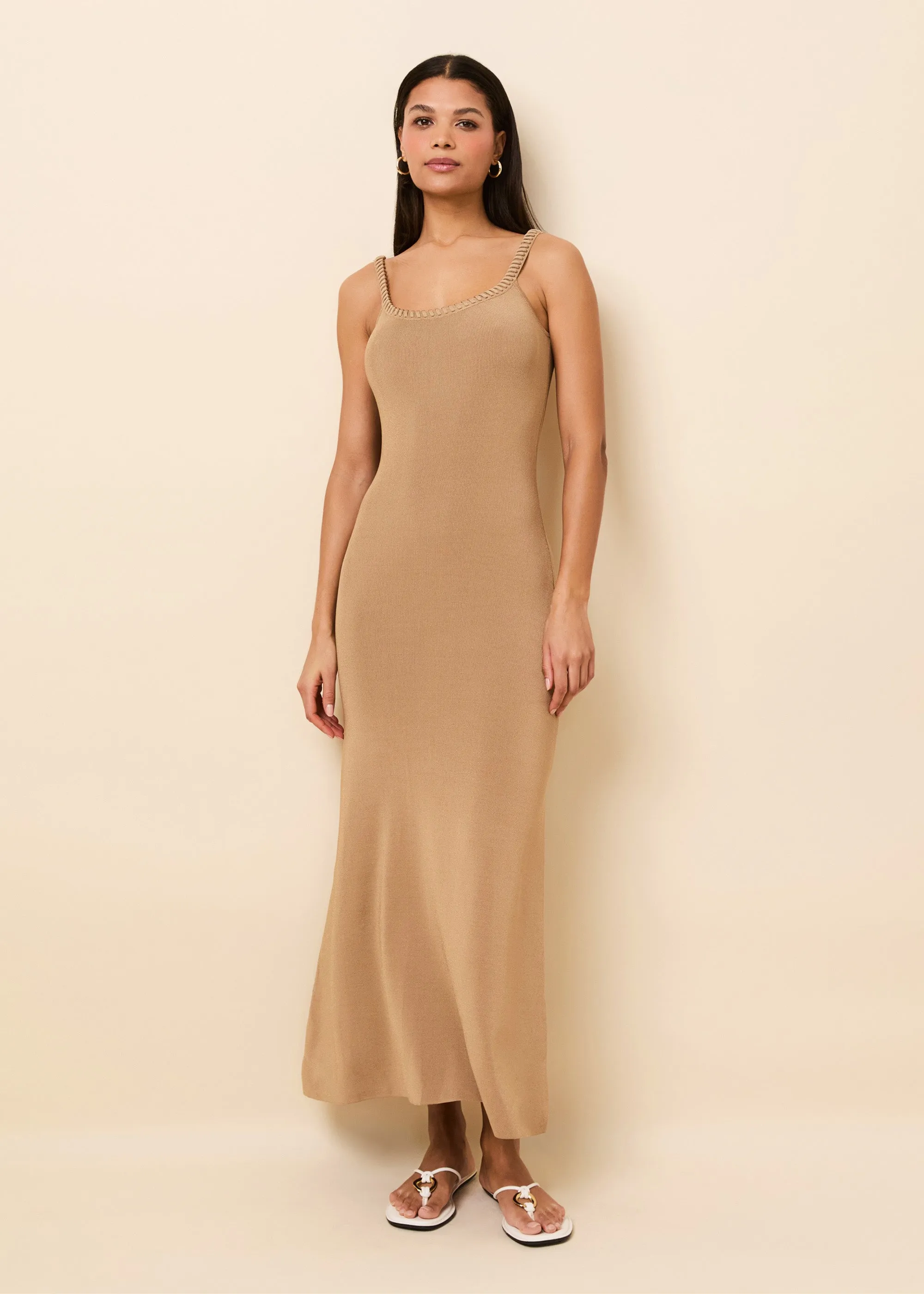 Aria Dress Camel sold by SOLID & STRIPED