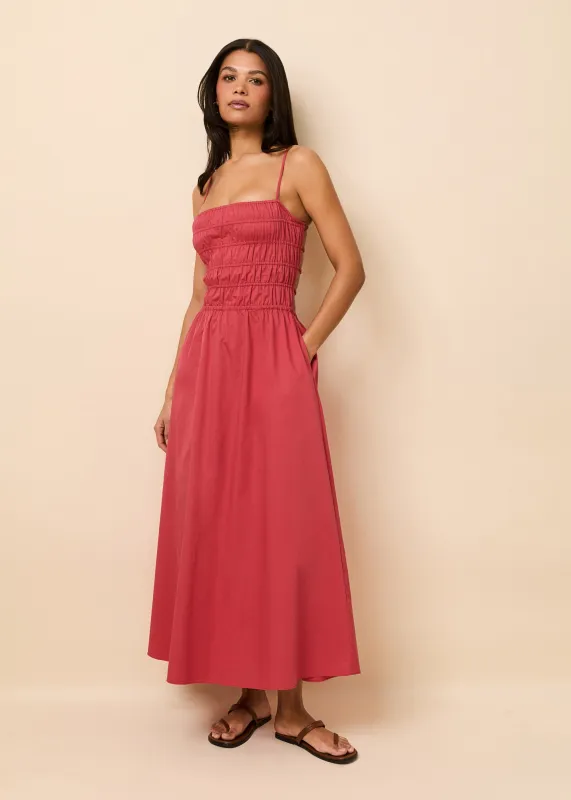 Delta Midi Dress Poplin Rooftop Red made by SOLID & STRIPED