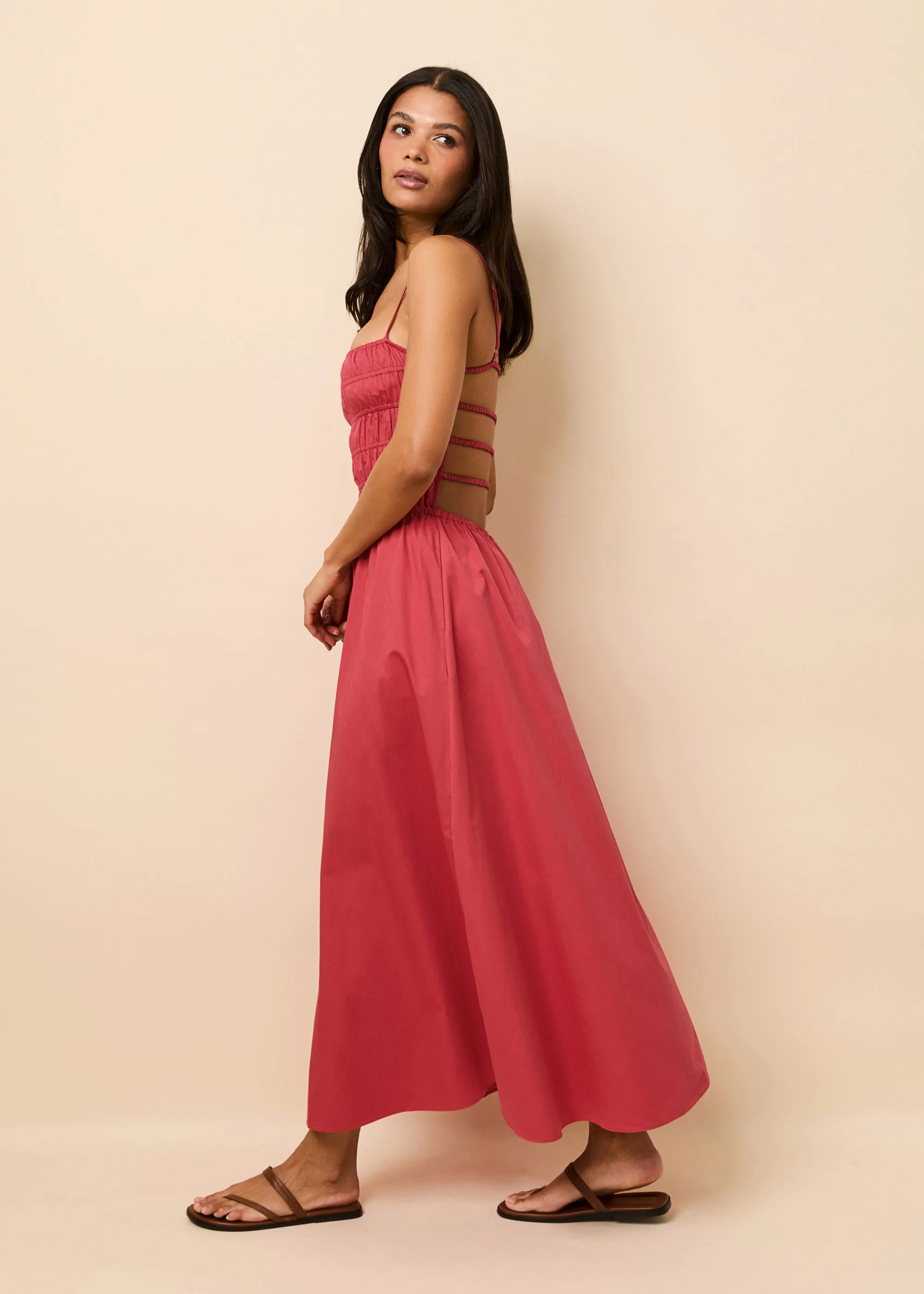 Delta Midi Dress Poplin Rooftop Red sold by SOLID & STRIPED product image thumbnail 3