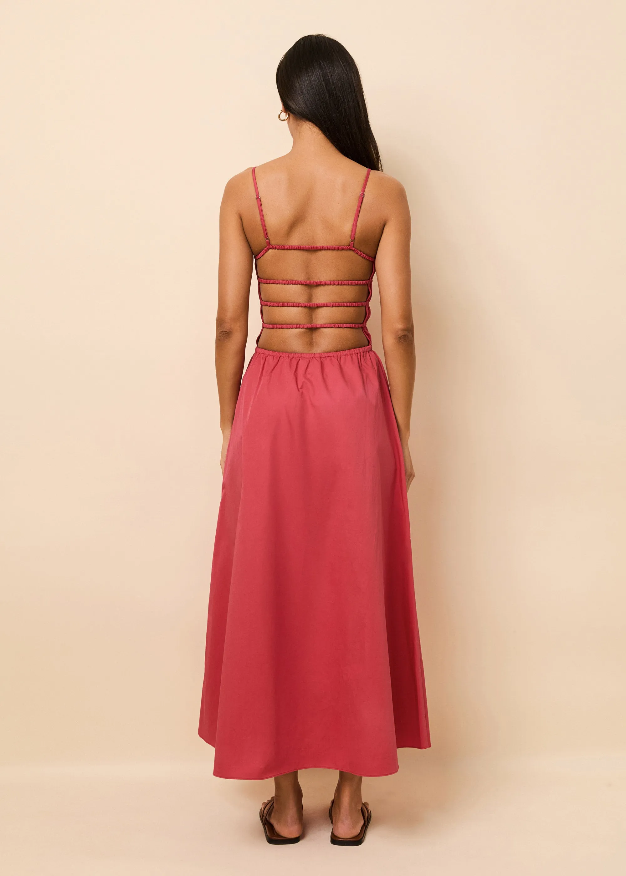 Delta Midi Dress Poplin Rooftop Red sold by SOLID & STRIPED product image thumbnail 2