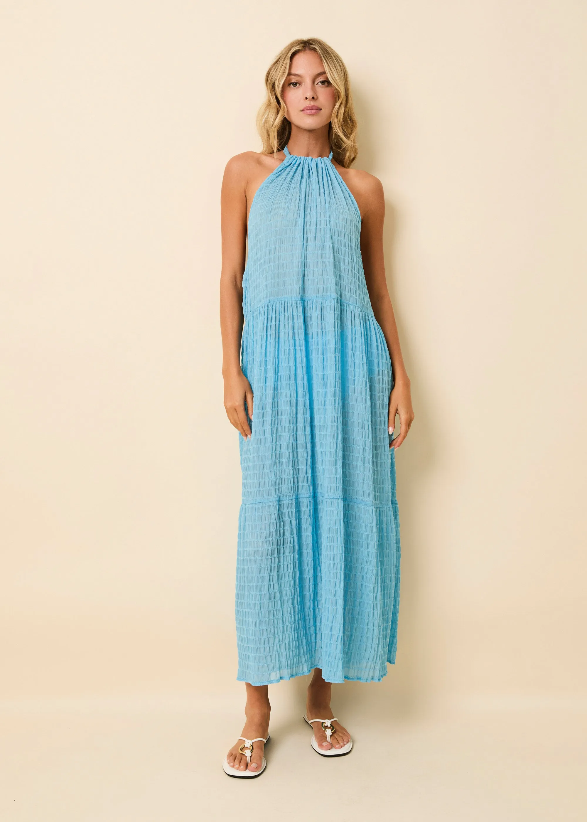 Kai Dress Smocked Ocean Mist sold by SOLID & STRIPED product image thumbnail 2