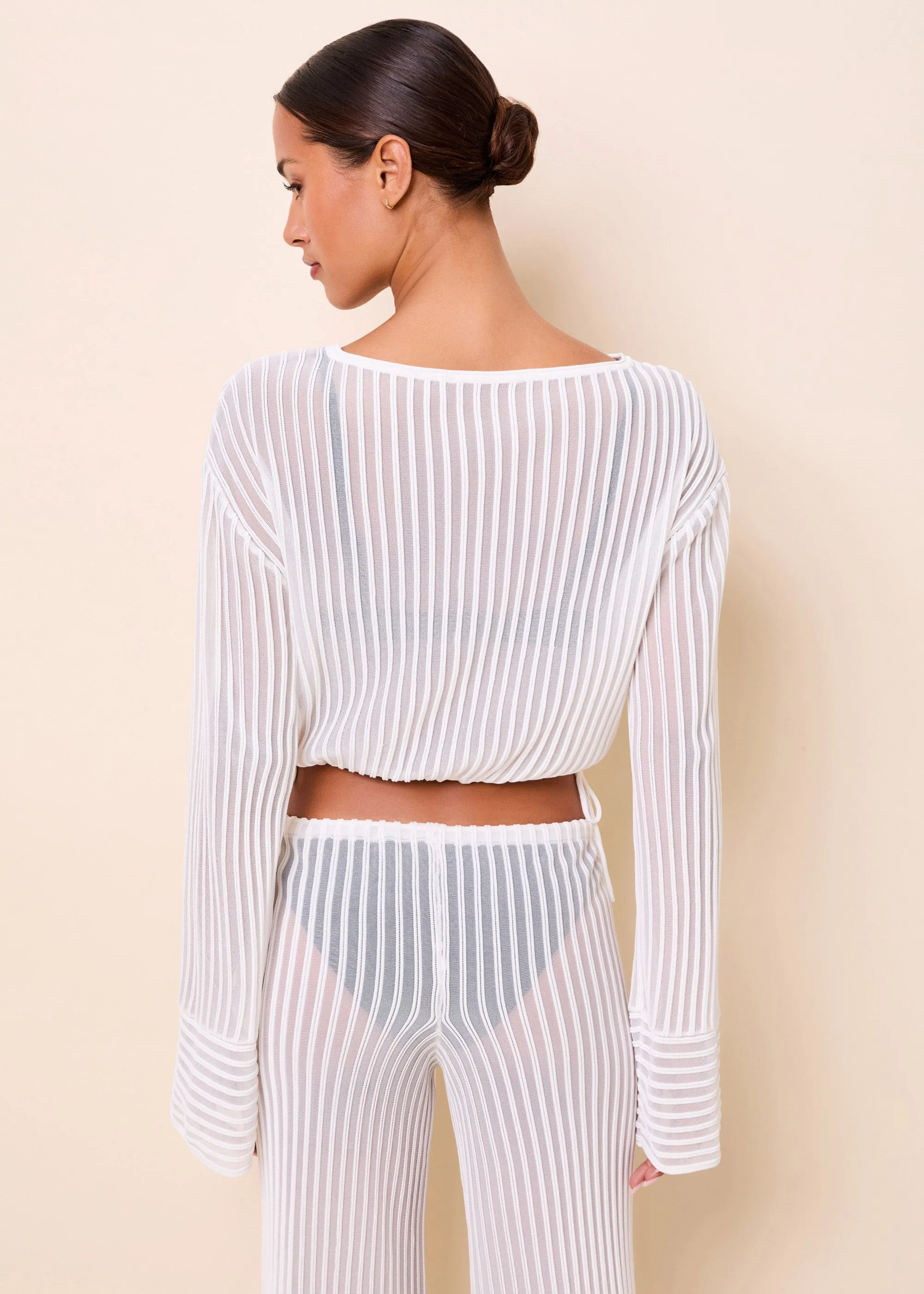Athena Top Sheer Stripe Optic White sold by SOLID & STRIPED product image thumbnail 2