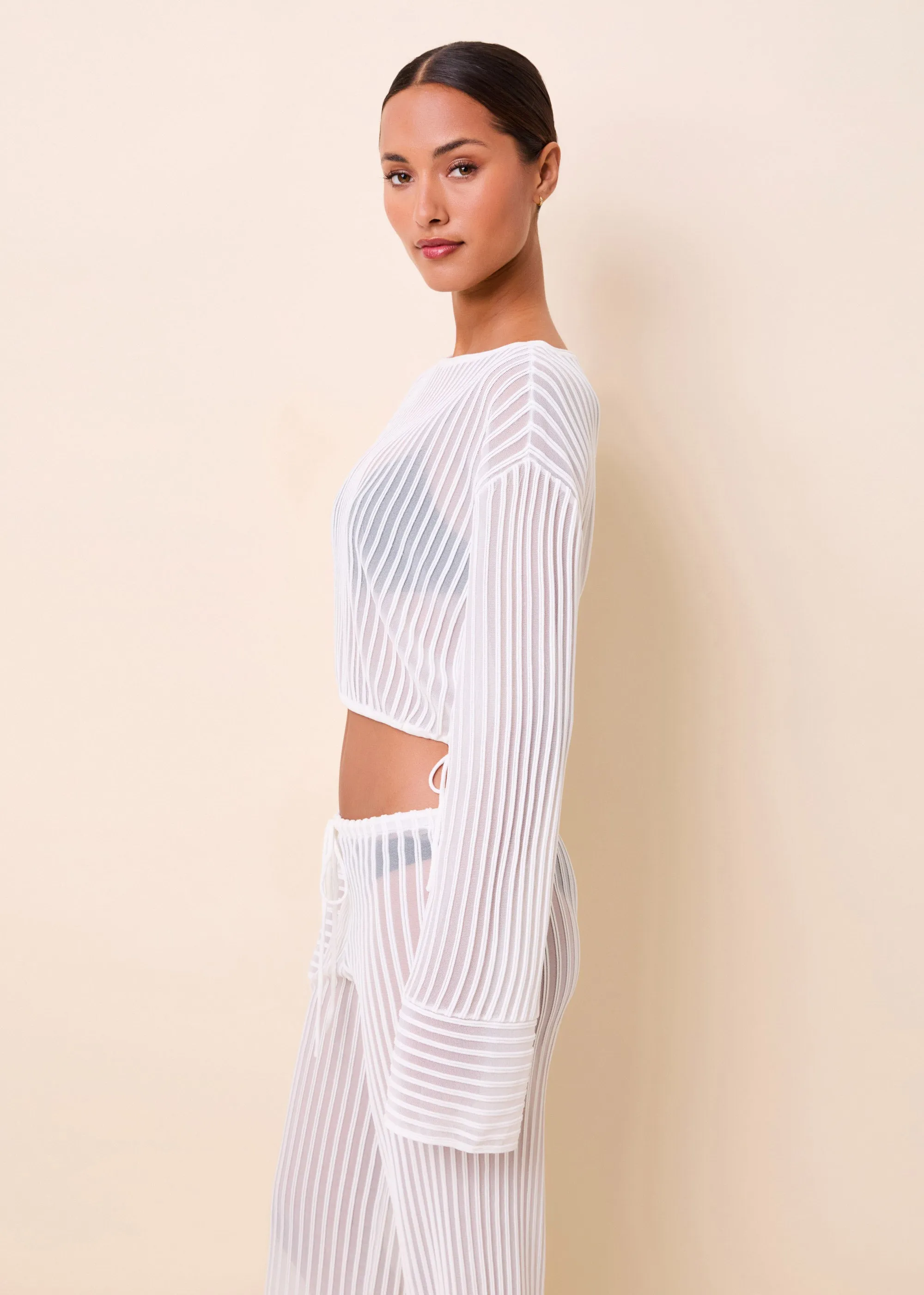 Athena Top Sheer Stripe Optic White sold by SOLID & STRIPED product image thumbnail 3